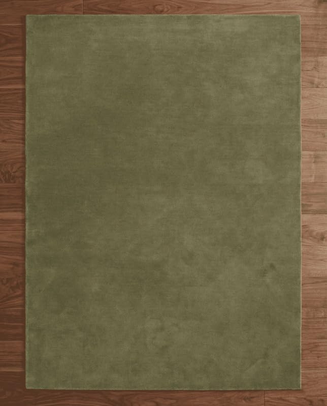 Liso Moss Green solid hand-tufted wool rug, view 7
