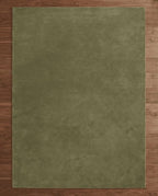 Liso Moss Green solid hand-tufted wool rug, view 7