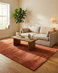 Liso Terracotta solid hand-tufted wool rug, view 1