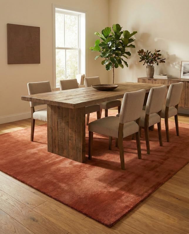 Liso Terracotta solid hand-tufted wool rug, view 2