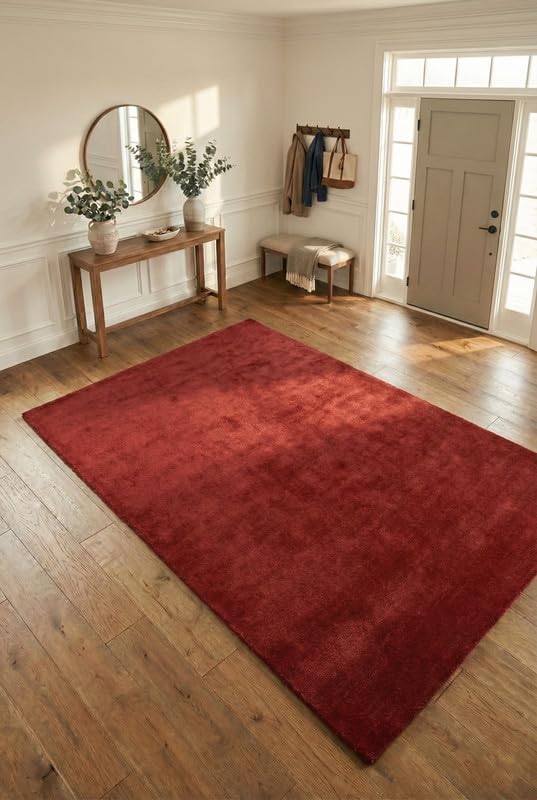 Liso Red solid hand-tufted wool rug, view 6