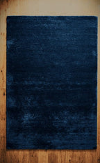 Liso Deep Blue solid hand-tufted wool rug, view 6