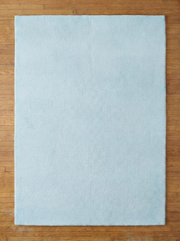 Liso Ice Blue solid hand-tufted wool rug, view 5