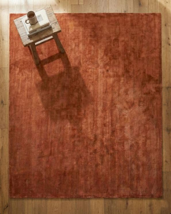 Liso Terracotta solid hand-tufted wool rug, view 6