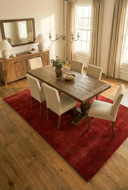 Liso Red solid hand-tufted wool rug, view 2