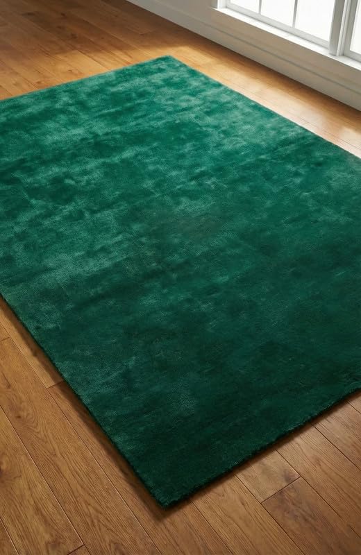 Liso Emerald Green solid hand-tufted wool rug, view 4