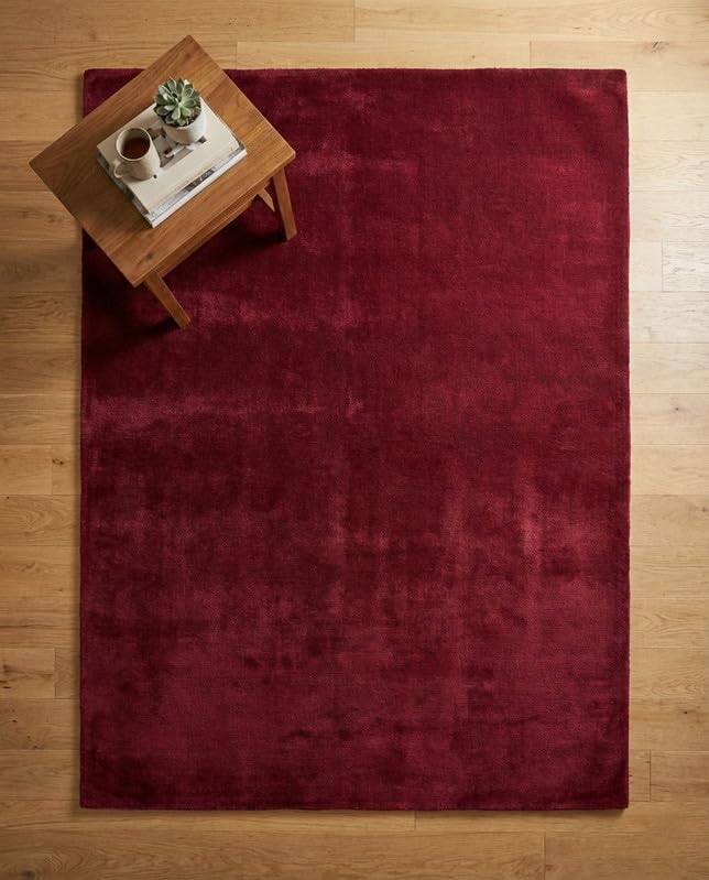 Liso Burgundy solid hand-tufted wool rug, view 5