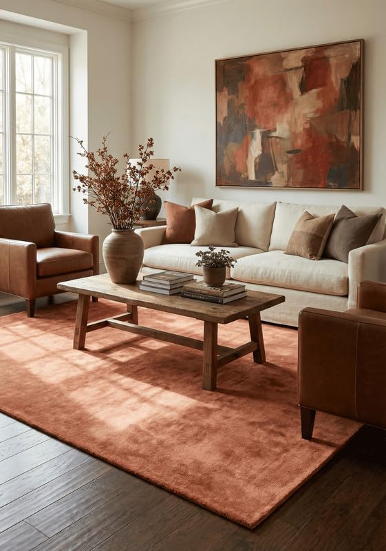 Liso Mocha Mousse solid hand-tufted wool rug, view 1