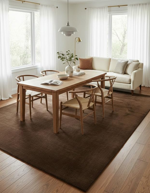 Liso Brown solid hand-tufted wool rug, view 3