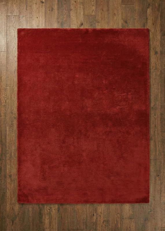 Liso Red solid hand-tufted wool rug, view 7
