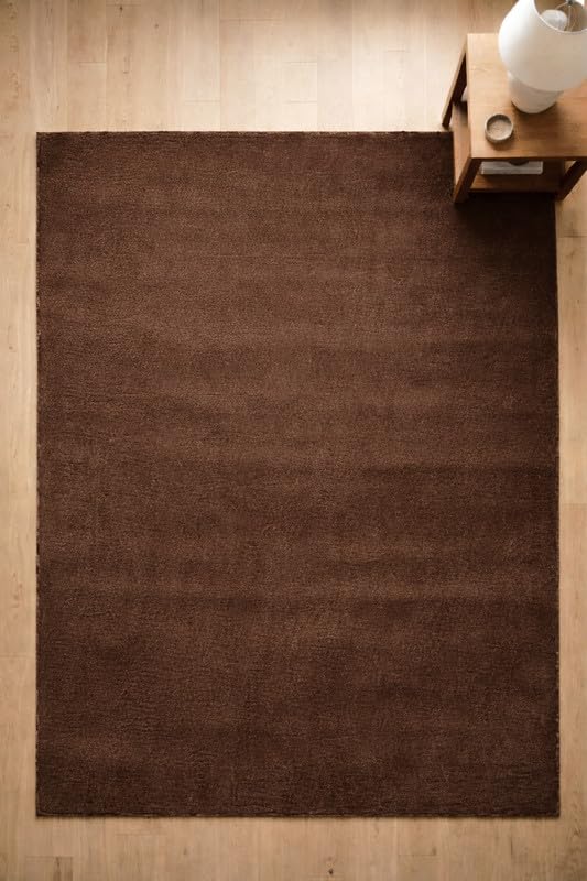 Liso Brown solid hand-tufted wool rug, view 2
