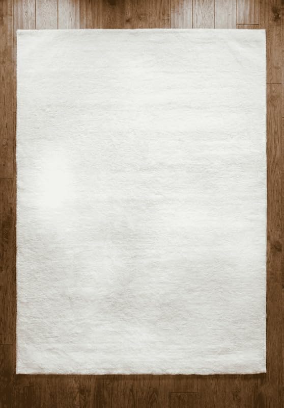 Liso White solid hand-tufted wool rug, view 7