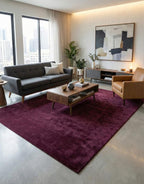 Liso Black Currant solid hand-tufted wool rug, view 1
