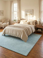Liso Ice Blue solid hand-tufted wool rug, view 3
