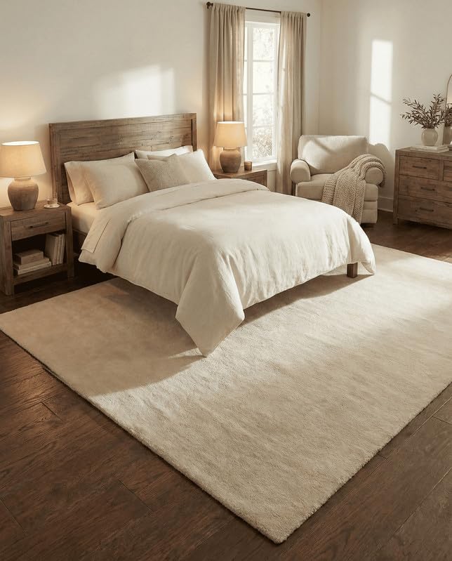 Liso Beige solid hand-tufted wool rug, view 3