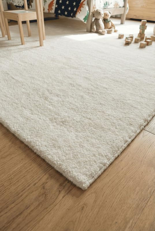 Liso White solid hand-tufted wool rug, view 5