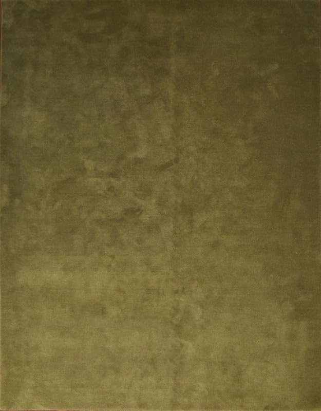 Liso Olive solid hand-tufted wool rug, view 6