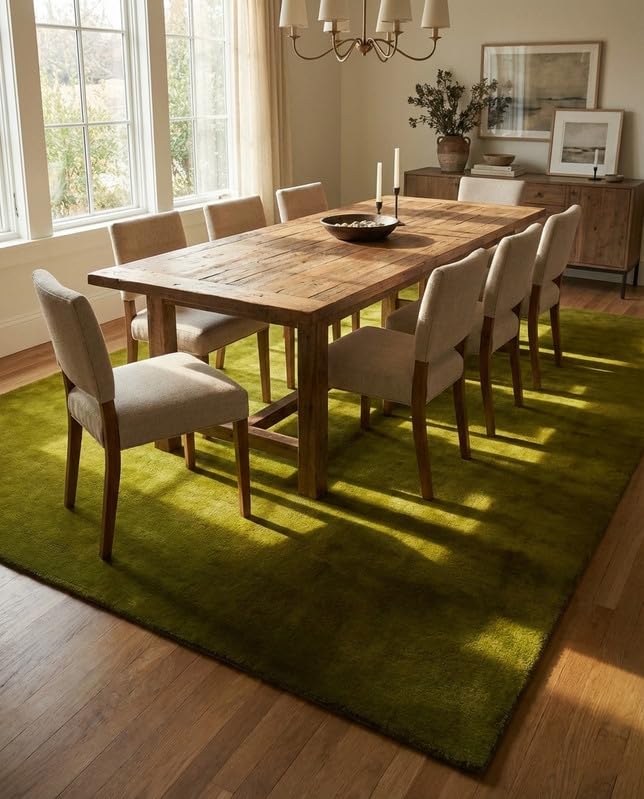 Liso Meadow Green solid hand-tufted wool rug, view 2