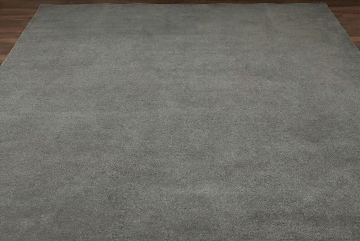 Liso Ash Grey solid hand-tufted wool rug, view 5