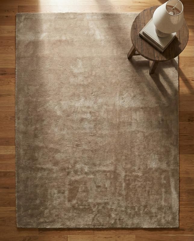 Liso Tan solid hand-tufted wool rug, view 5