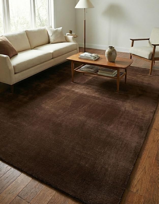 Liso Brown solid hand-tufted wool rug, view 1