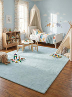 Liso Ice Blue solid hand-tufted wool rug, view 4