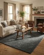 Liso Charcoal solid hand-tufted wool rug, view 1