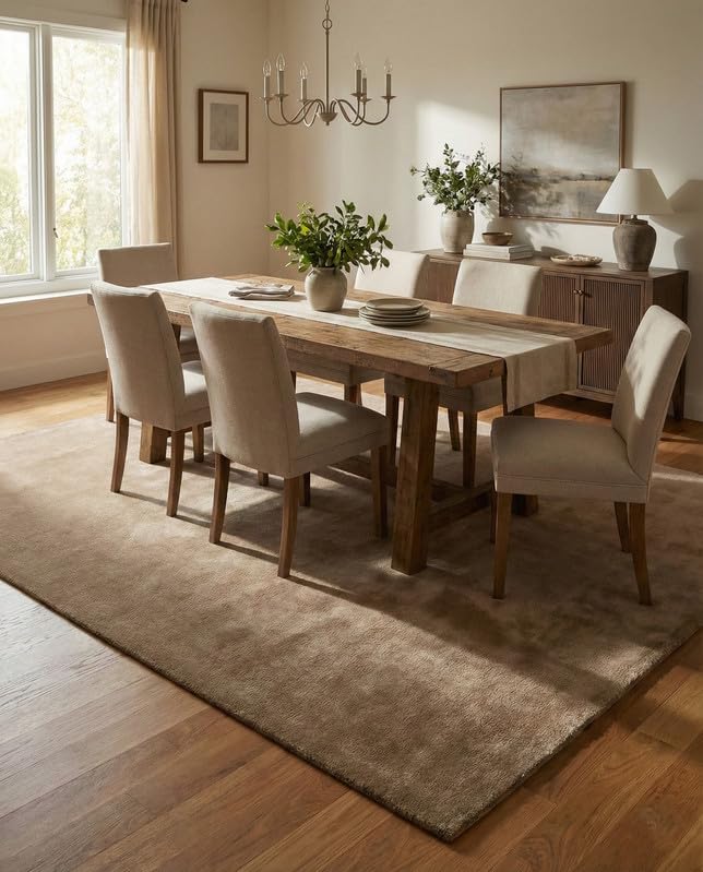 Liso Tan solid hand-tufted wool rug, view 2