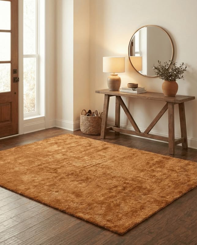 Liso Copper solid hand-tufted wool rug, view 5