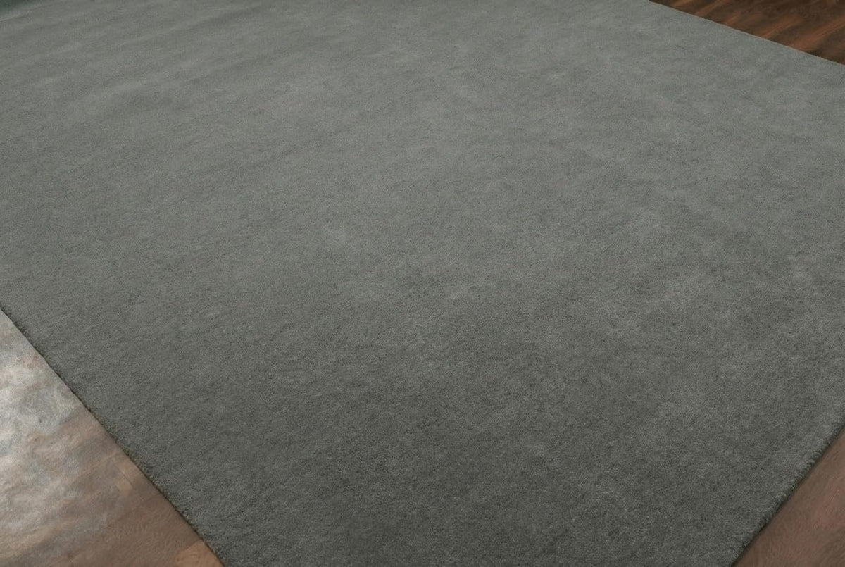 Liso Ash Grey solid hand-tufted wool rug, view 8
