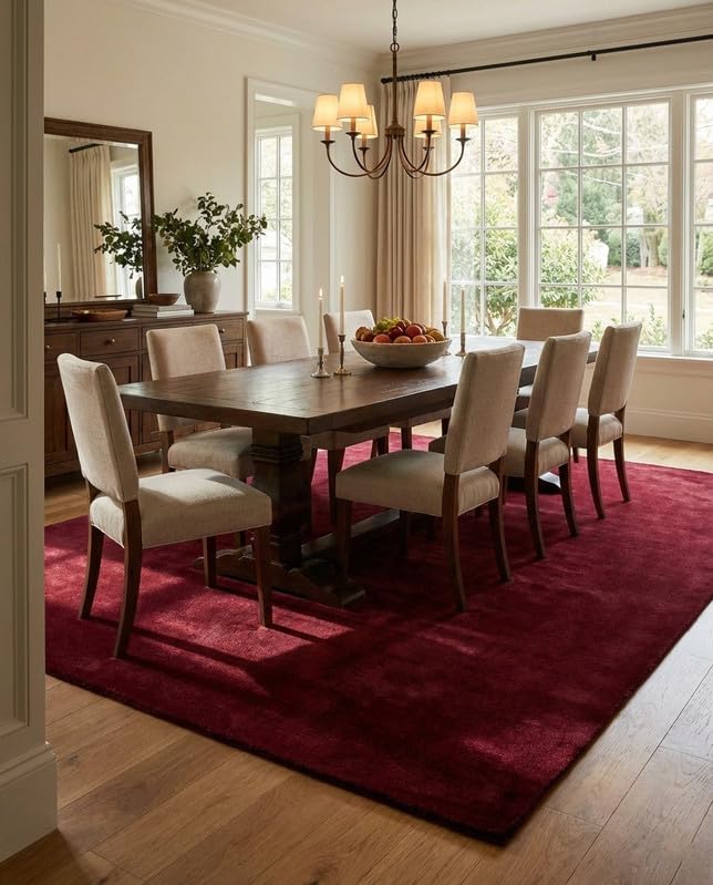 Liso Burgundy solid hand-tufted wool rug, view 2