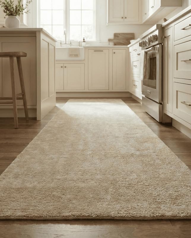 Liso Beige solid hand-tufted wool rug, view 4