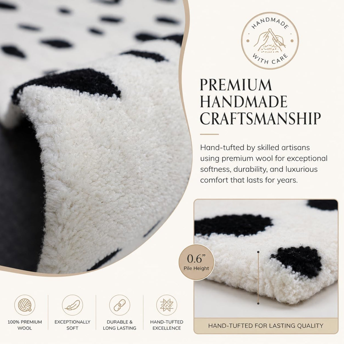 Cheetah white animal print wool rug, view 4