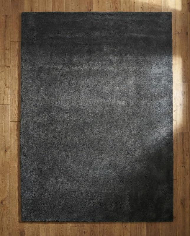 Liso Charcoal solid hand-tufted wool rug, view 5