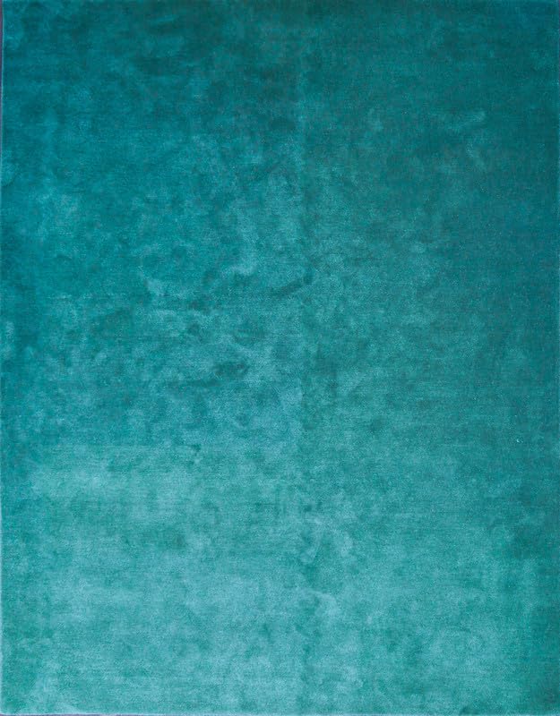 Liso Turquoise solid hand-tufted wool rug, view 6