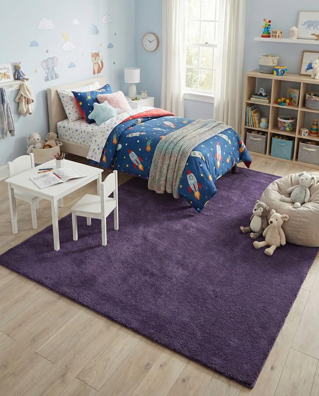 Liso Purple solid hand-tufted wool rug, view 2