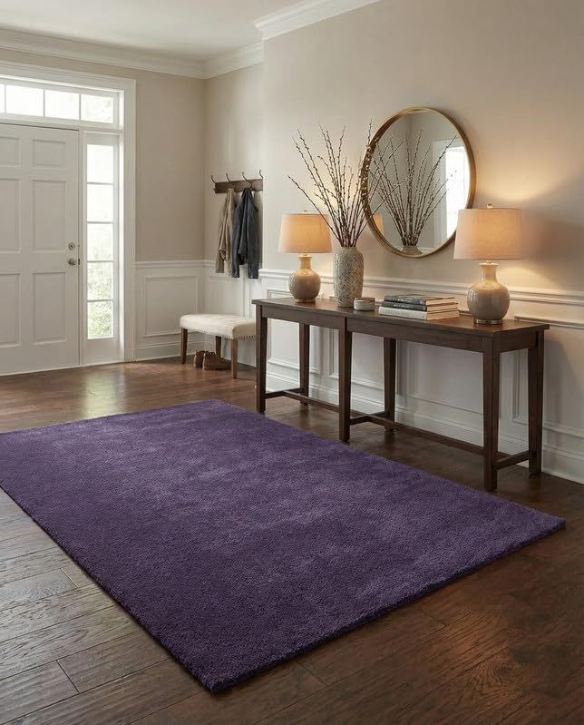 Liso Purple solid hand-tufted wool rug, view 1