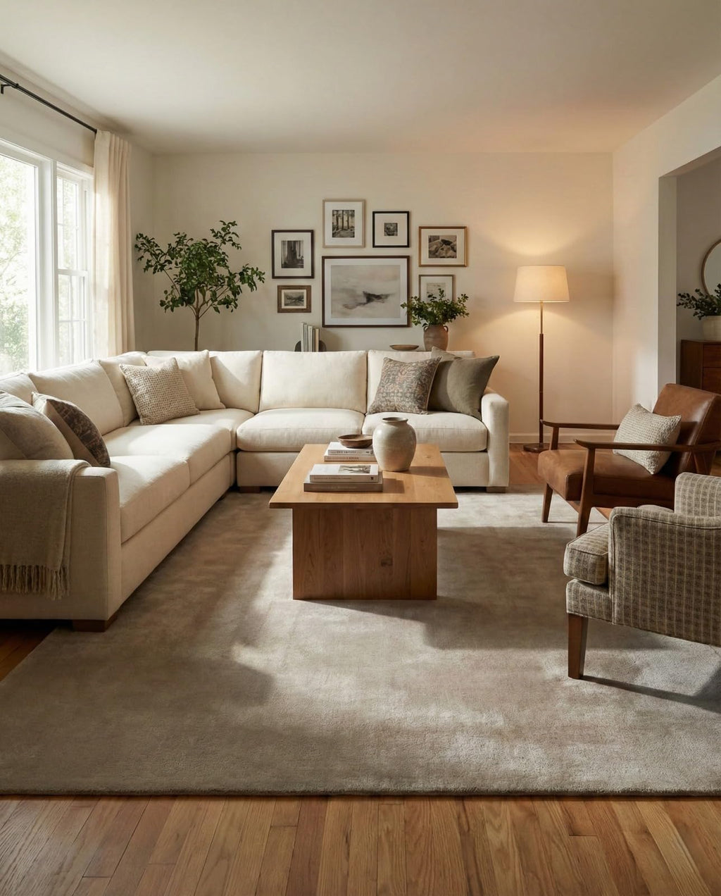 Liso Khaki solid hand-tufted wool rug, view 1
