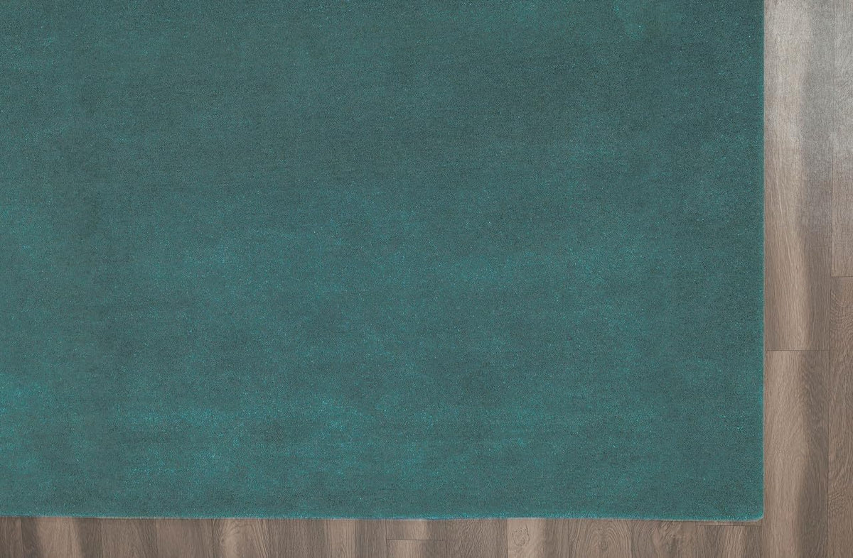 Liso Teal solid hand-tufted wool rug, view 2