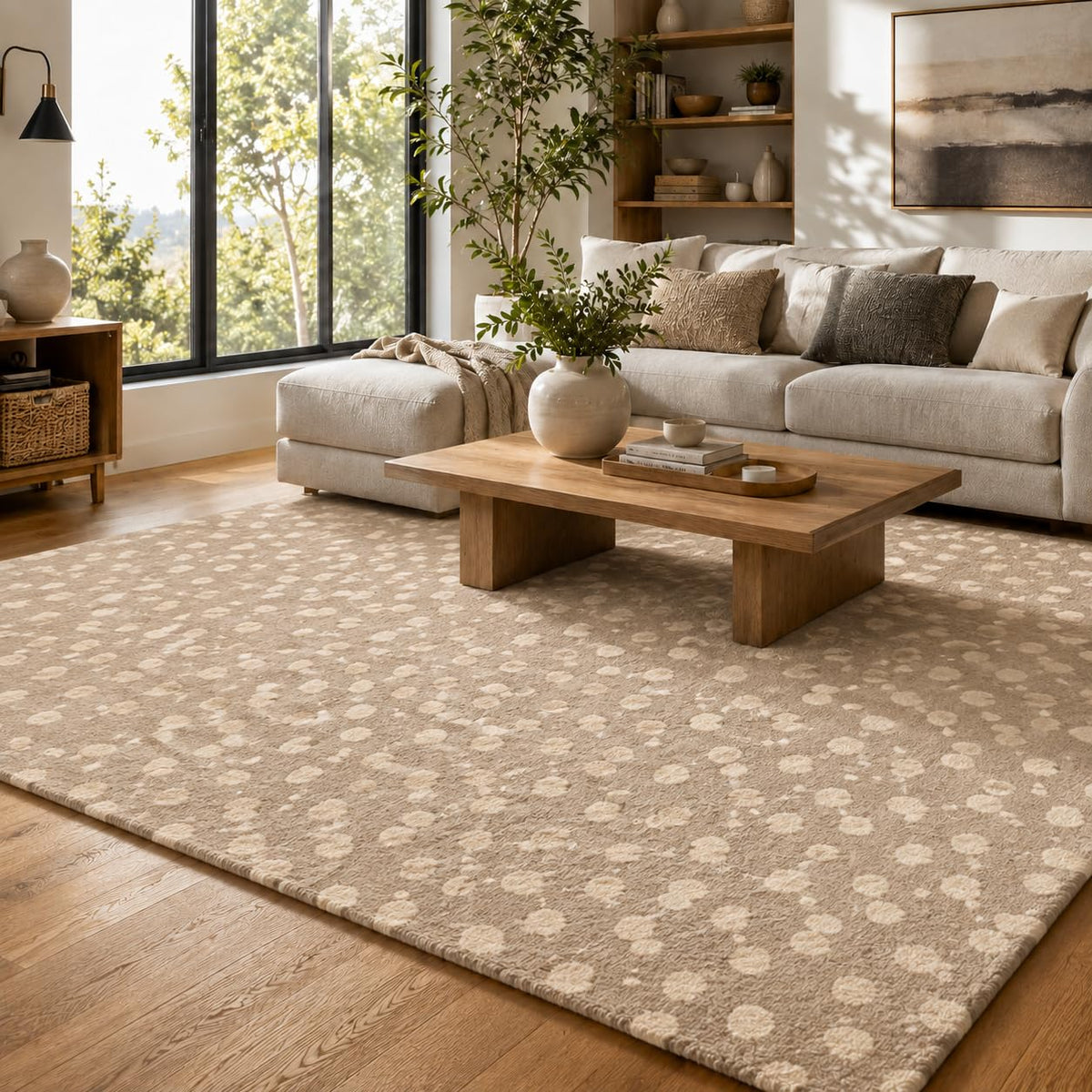 Cheetah fawn animal print wool rug, view 3