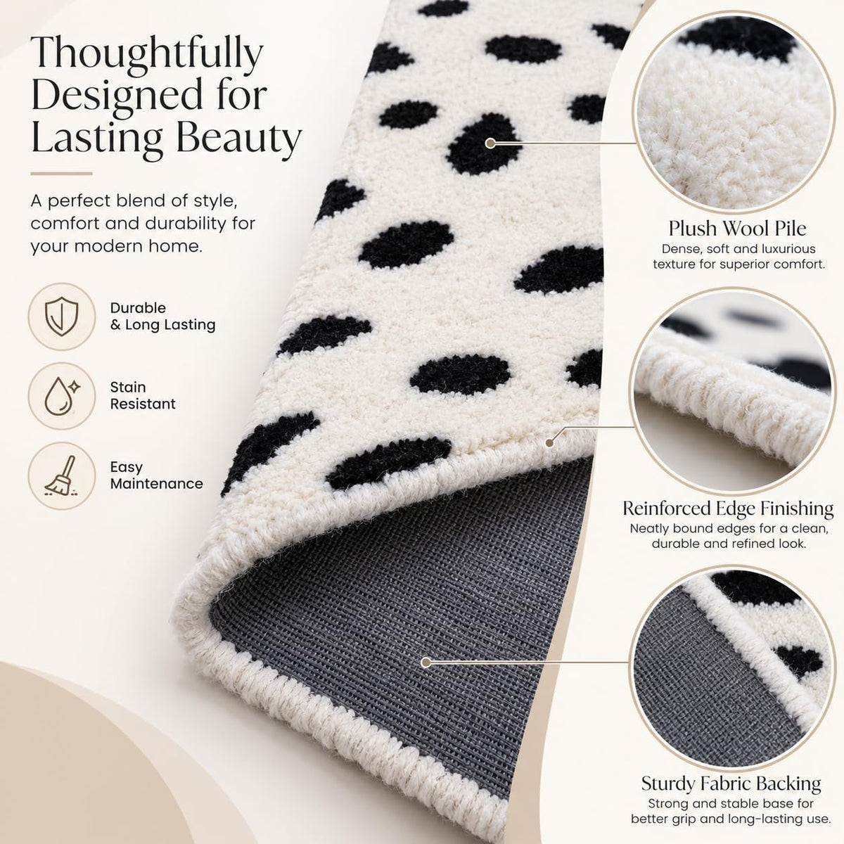 Cheetah white animal print wool rug, view 6