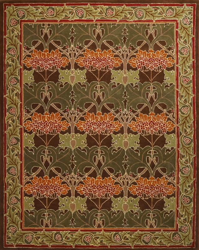 Cesil Floral Wool Rug — Green, view 1