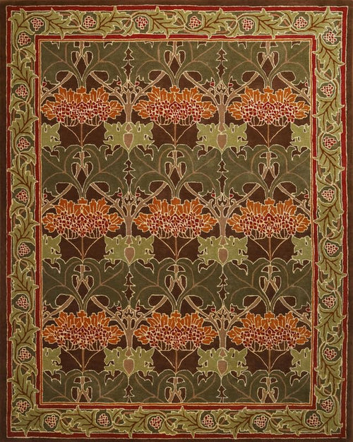 Cesil Floral Wool Rug — Green, view 1