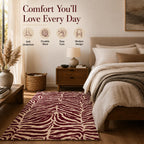 Zebra Wool Rug — Burgundy, view 9