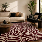 Zebra Wool Rug — Burgundy, view 2