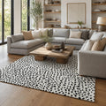 Cheetah white animal print wool rug, view 1