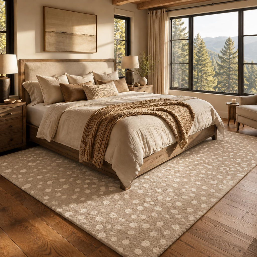 Cheetah fawn animal print wool rug, view 5