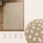 Cheetah fawn animal print wool rug, view 2