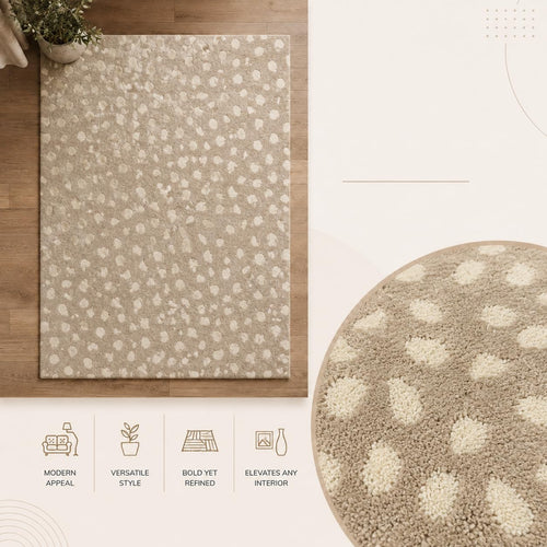 Cheetah fawn animal print wool rug, view 2