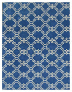Scroll Tile Moroccan Wool Rug — Blue & Ivory, view 1